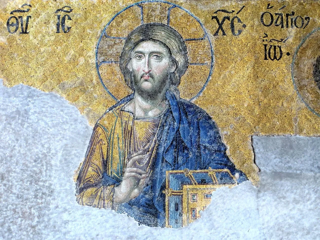 Das Deësis-Mosaik mit Christus auf der oberen Galerie
